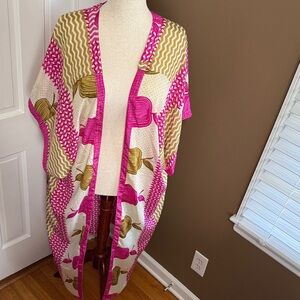 Pink & Gold Floral Kimono Cover-Up